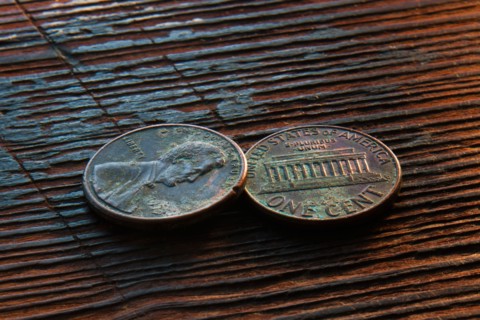 Studio shot of old coins.
