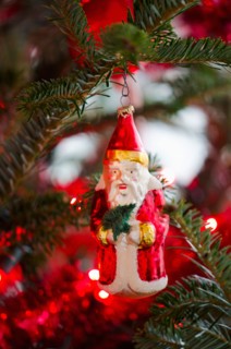 Studio shot of Christmas Santa ornament.