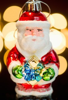Studio shot of Christmas Santa ornament.