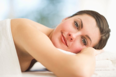 Portrait of woman relaxing in spa.