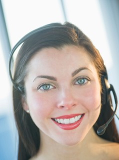 Portrait of female customer service representative.