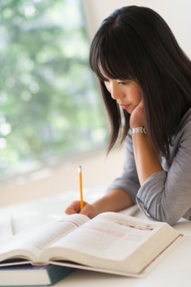 Woman studying.