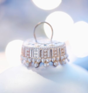Close-up of Christmas ball, studio shot.