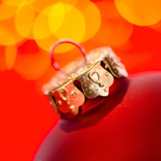 Close-up of Christmas ball, studio shot.
