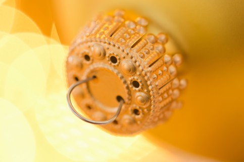 Close-up of Christmas ball, studio shot.