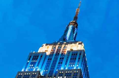 USA, New York State, New York City, Low angle view of Empire State Building.