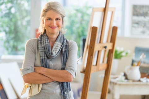 Portrait of senior woman in art studio.