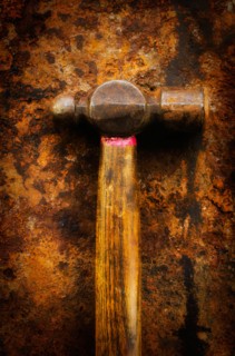Antigue hammer, studio shot.