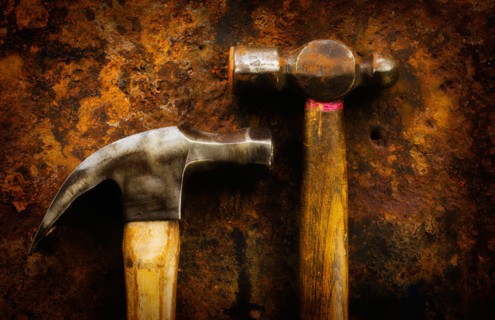 Antigue hammers, studio shot.