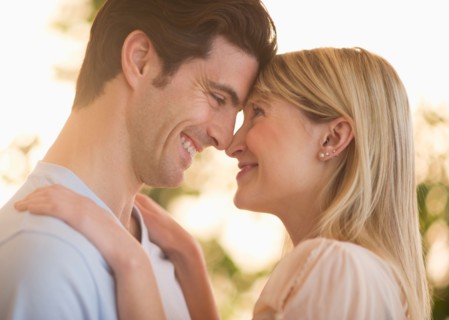 Man and woman looking at each other.