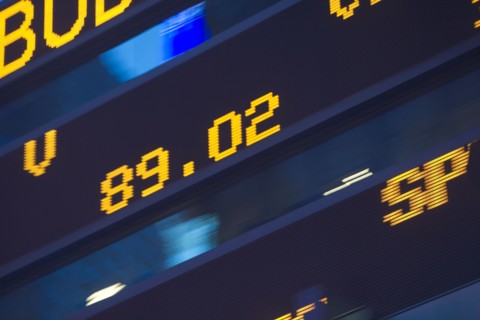 Usa, New York State, New York City, Times Square, Stock Quotron, close-up of Ticker Tape Machine.