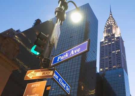 USA, New York State, New York City, low angle view of Chrysler Building and street name sign. Photo