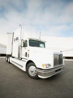 Truck loading in warehouse.