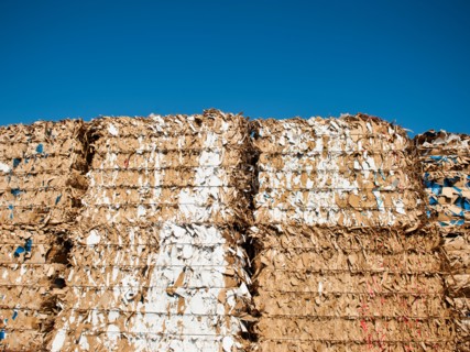 Stacks of paper for recycling.