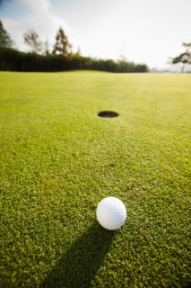 Golf ball on grass.