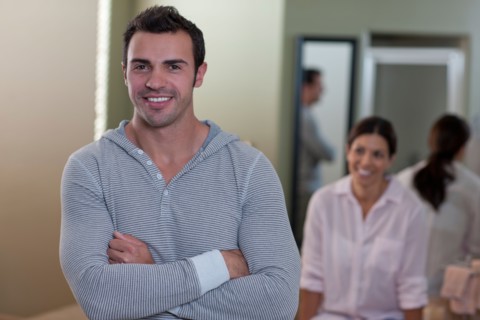 Portrait of couple in bathroom. Photo : db2stock