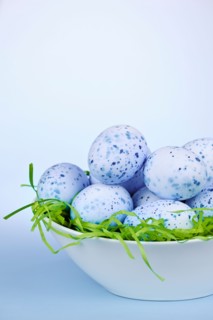 Blue Easter eggs in bowl, studio shot. Photo :  Elena Elisseeva