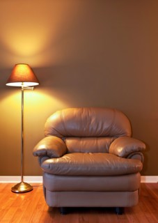 Leather armchair and floor lamp. Photo : Elena Elisseeva