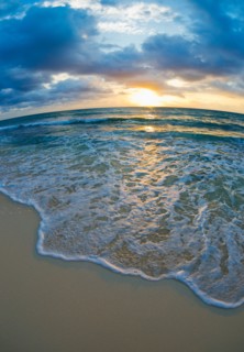 Mexico, Yucatan, Riviera Maya, Cancun. Seascape at sunset.