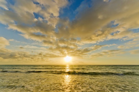 Mexico, Yucatan, Riviera Maya, Cancun. Seascape at sunset.