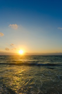 Mexico, Yucatan, Riviera Maya, Cancun. Seascape at sunset.