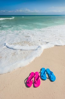 Sandals on beach.
