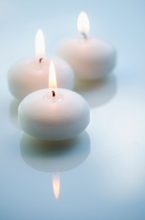 Studio shot of white candles.