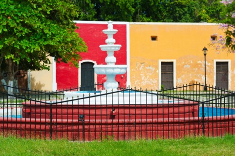 Mexico, Yucatan, Valladolid. Valladolid, Fountain.