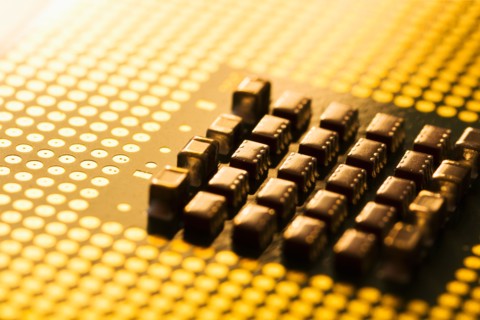 Studio shot of computer chip.
