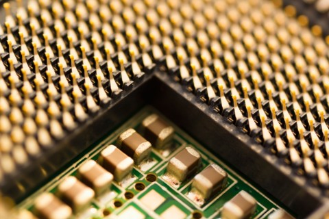 Studio shot of computer chip.