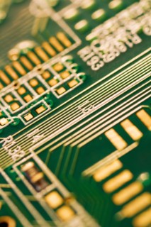 Studio shot of computer chip.