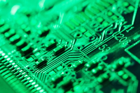 Studio shot of computer chip.