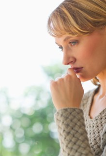Portrait of woman contemplating.