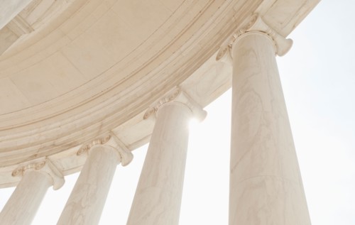 USA, Washington DC. Jefferson Memorial, Close up of columns.