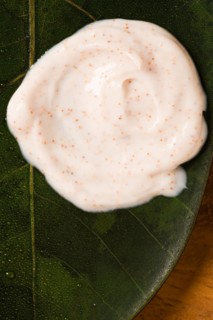Close-up of moisturizer on leaf. Photo : Kristin Lee