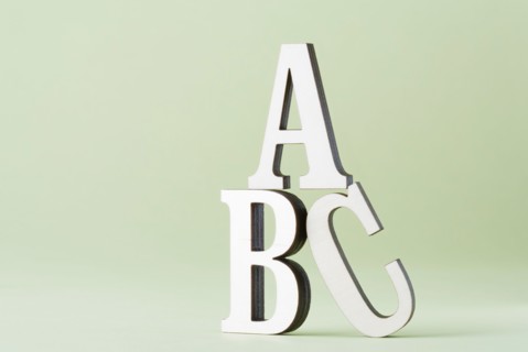 Studio shot of letters A B C. Photo : Kristin Lee