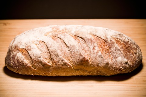 Studio shot of loaf of bread. Photo : Kristin Lee