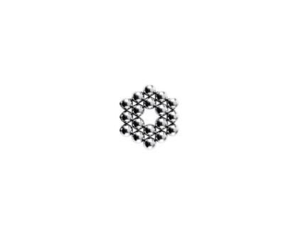 Studio shot of Pachinko balls arranged in hexagon. Photo : David Arky