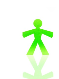 Studio shot of green stick figure. Photo : David Arky