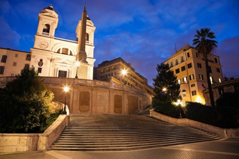 Italy, Rome. Spanish Steps and Trinita dei Monti Church in early morning. Photo : Henryk Sadura