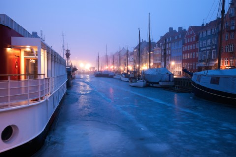 Denmark, Copenhagen. Nyhavn district on early winter morning. Photo : Henryk Sadura
