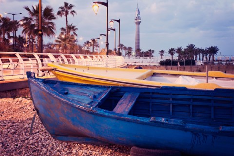 Lebanon, Beirut. Small boats on beach. Photo : Henryk Sadura