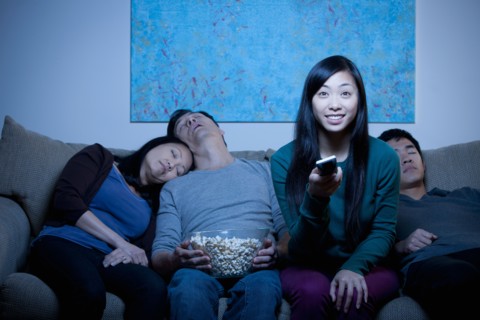 Family watching TV . Photo : Rob Lewine