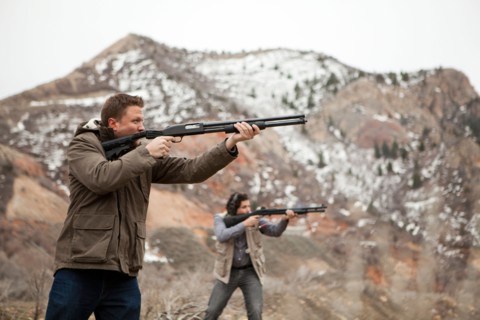 USA, Utah, Spanish Fork. Men in mountains shooting. Photo : Jessica Peterson