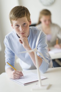 Portrait of student (16-17) in lab.