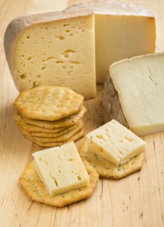 Pyrennes cow cheese with crackers.