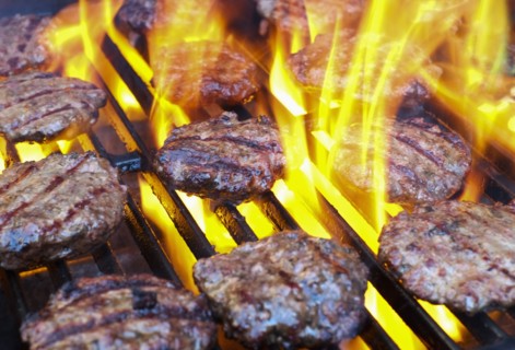 Hamburgers on bbq.
