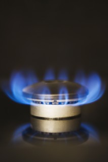 USA, New Jersey, Jersey City, Gas stove burner. 
Photo : Jamie Grill