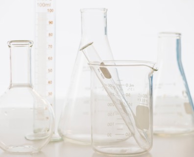Laboratory glassware. 
Photo : Jamie Grill