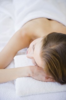 Woman relaxing in spa. 
Photo: Jamie Grill